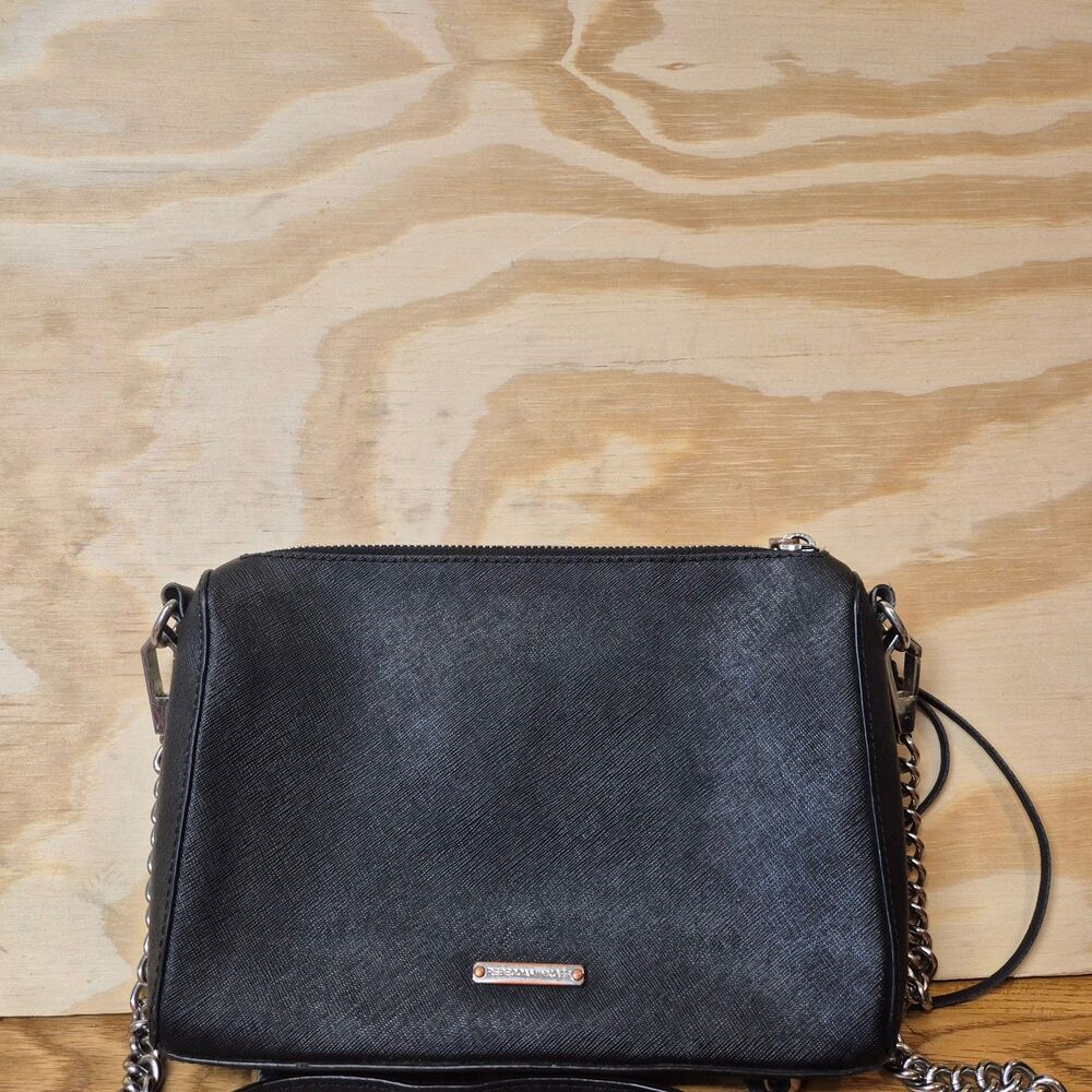 Rebecca Minkoff Black Crossbody Bag Chain Strap Silver Hardware